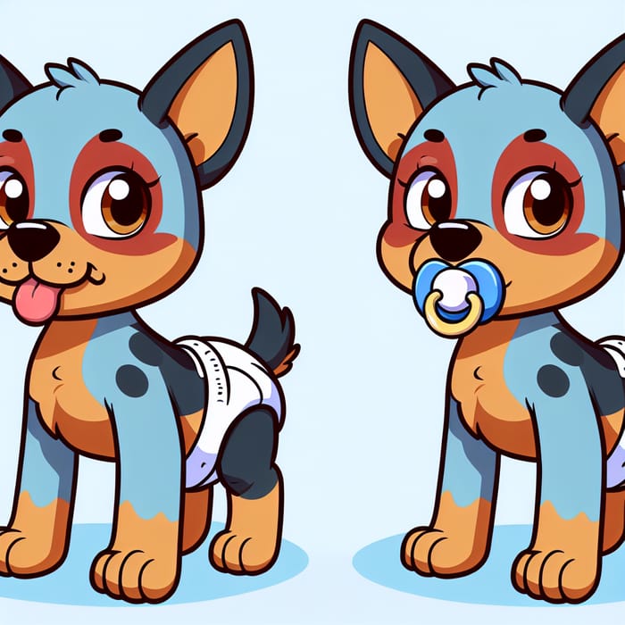 Cute Bluey and Bingo, Newborn Heeler Puppies in Diapers