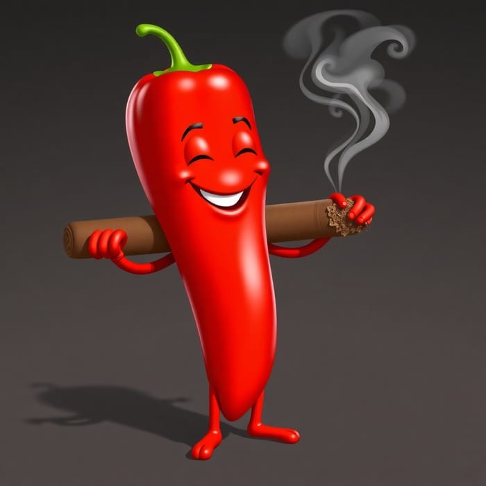 Smiling Red Jalapeno Smoking Cigar