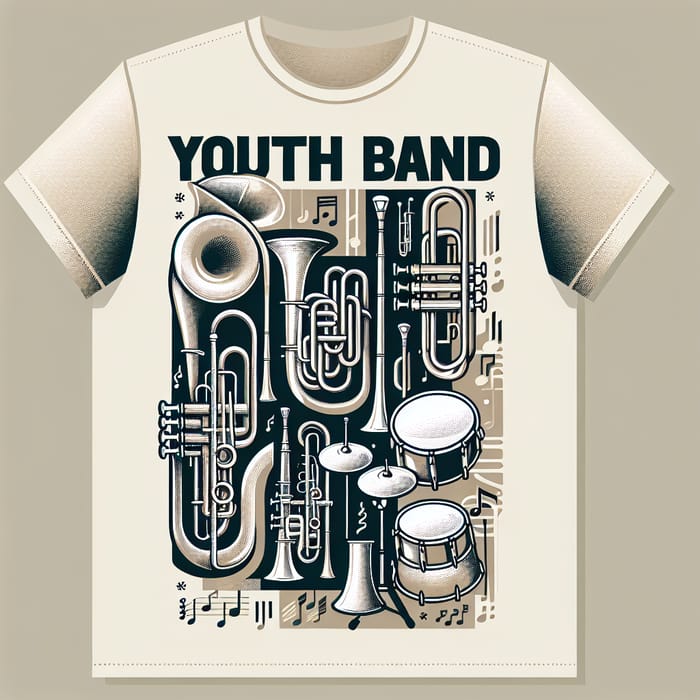 Youth Band T-Shirt Design with Musical Instruments - Unique and Trendy