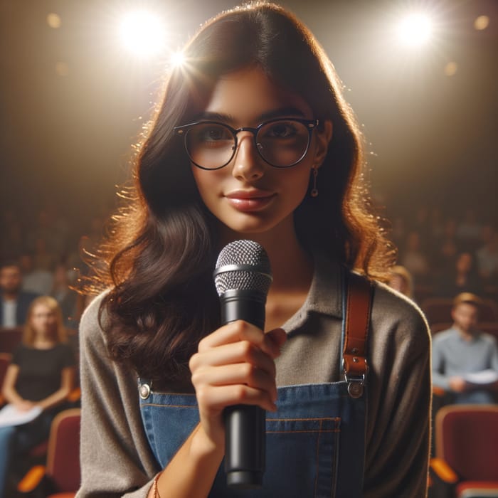 Middle Eastern Student Holding Microphone