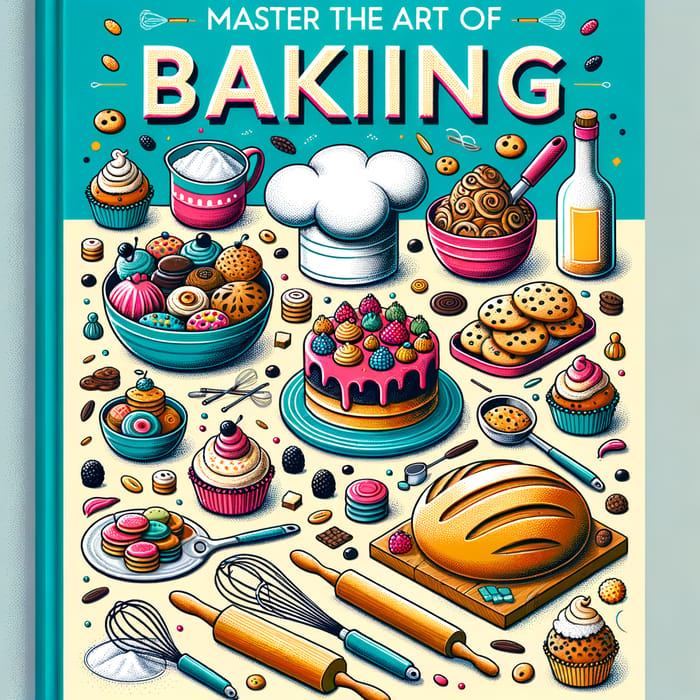 Colorful Mix of Baked Goods - Baking Course Book Cover Design