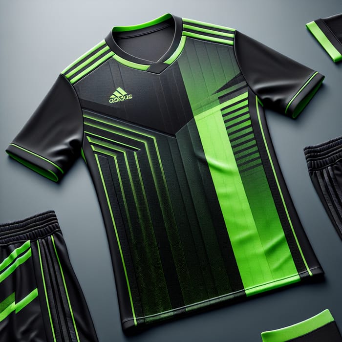 Sophisticated Black and Neon Green Soccer Jersey Design