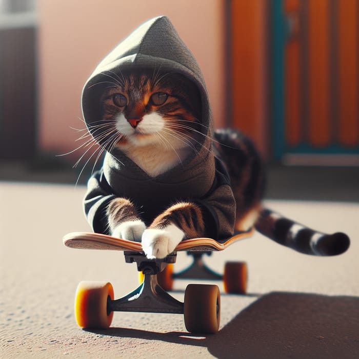 Hooded Cat Skating | Urban Skater Vibes