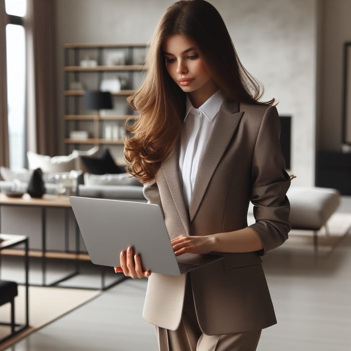 Brown-Haired Interior Designer in Elegant Apartment