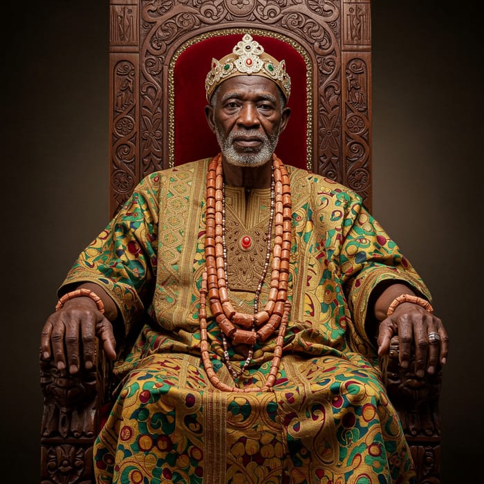 Royal African Elder on Ornate Throne