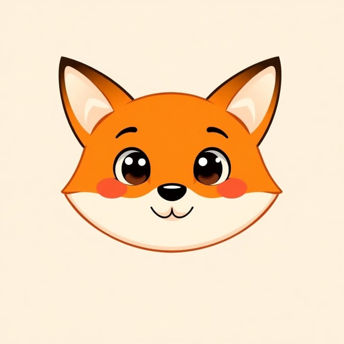 Cute Cartoon Fox Face – Minimalist Design