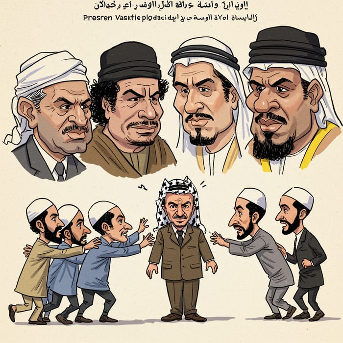 Political Caricature: Middle Eastern Leaders Surround Arafat Political Caricature: Middle Eastern Leaders Surround Arafat