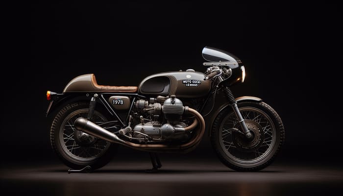 1978 Moto Guzzi Le Mans Motorcycle Against Black Background