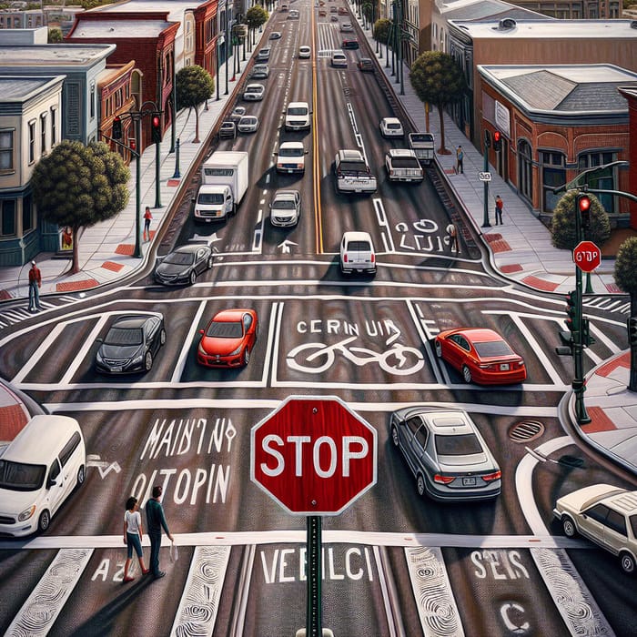 Urban Road Intersection with Safety Features