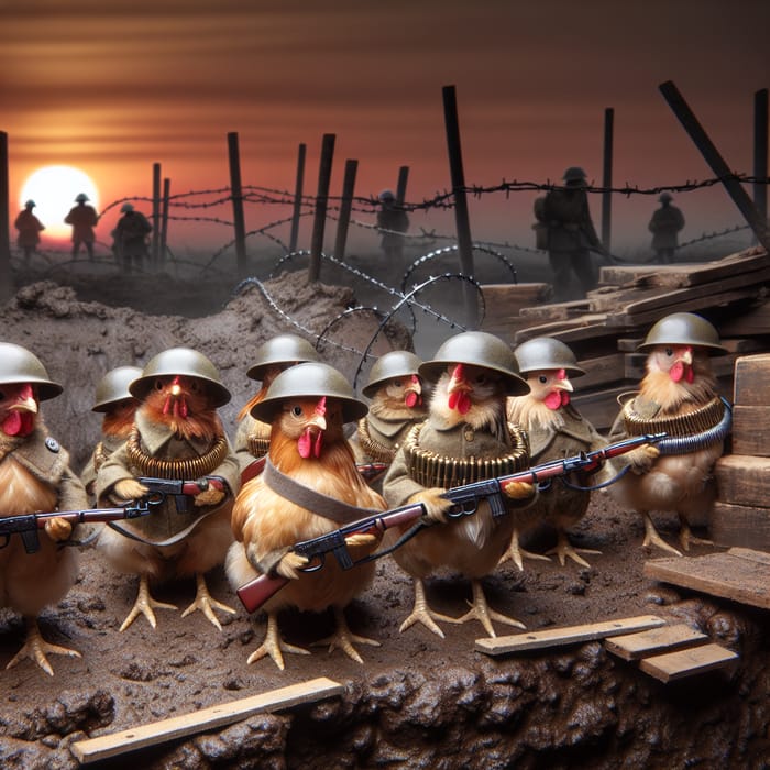 Chickens in WWI Battle - Authentic Miniature Uniforms