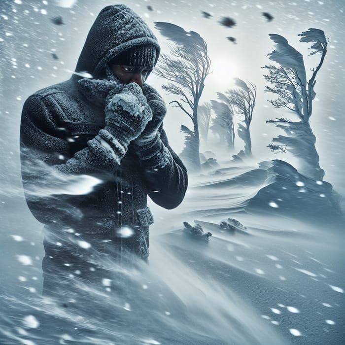 Black Man in Snow: Battling the Cold Weather