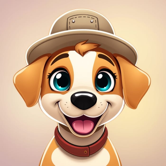 Cute Cartoon Dog in a Hat – Playful & Colorful Art