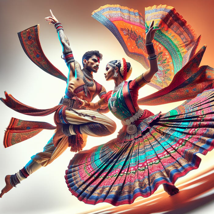 Dynamic Indian Traditional Dancers in Vibrant Costumes