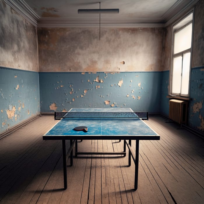 Lonely Ping Pong Table in Aged Classroom