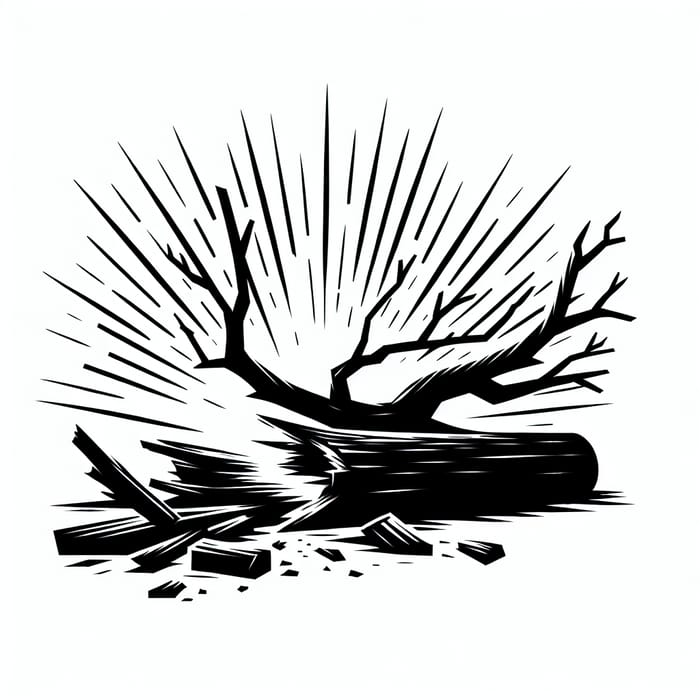 Black and White Silhouette of a Broken Tree Trunk