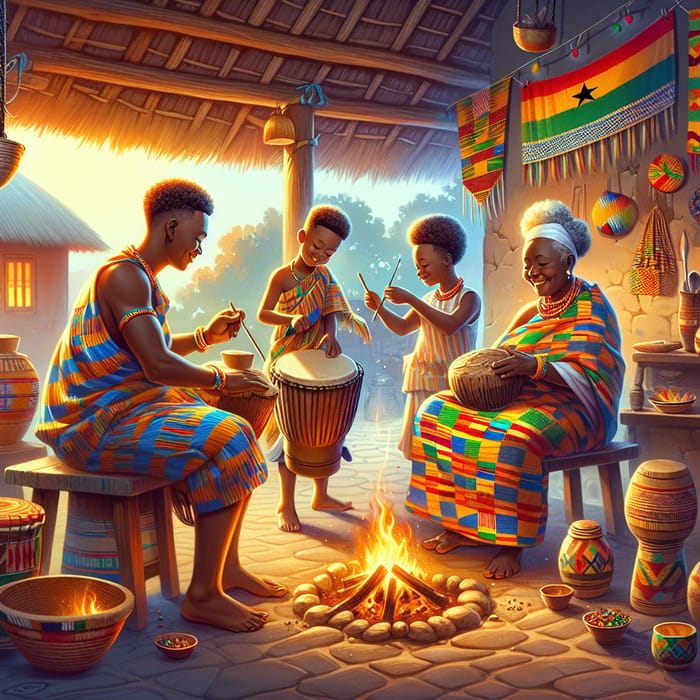 Traditional Ghanaian Family Scene: A Rich Cultural Heritage Captured