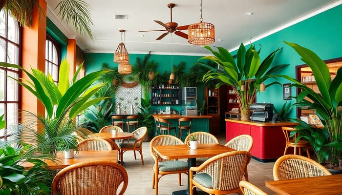 Tropical-Themed Coffee Shop: Vibrant & Inviting