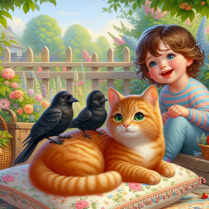 Cat with Friends in Serene Togetherness - Joyful Nature Gathering