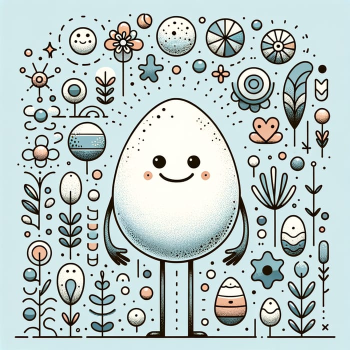 Whimsical Egg-shaped Humanoid Artwork with Playful Qualities