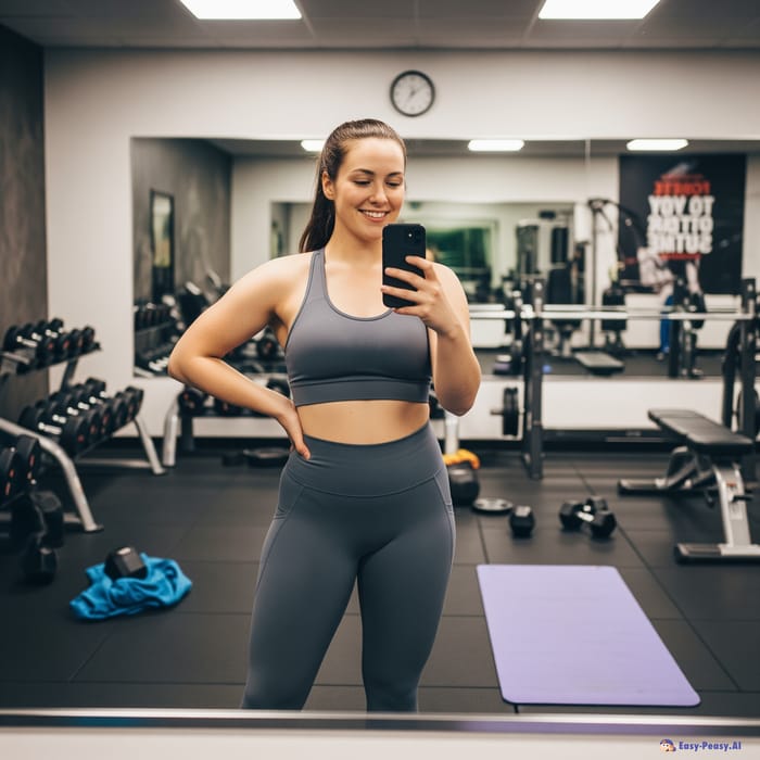 Chubby Girl's Gym Mirror Pose Chubby Girl's Gym Mirror Pose