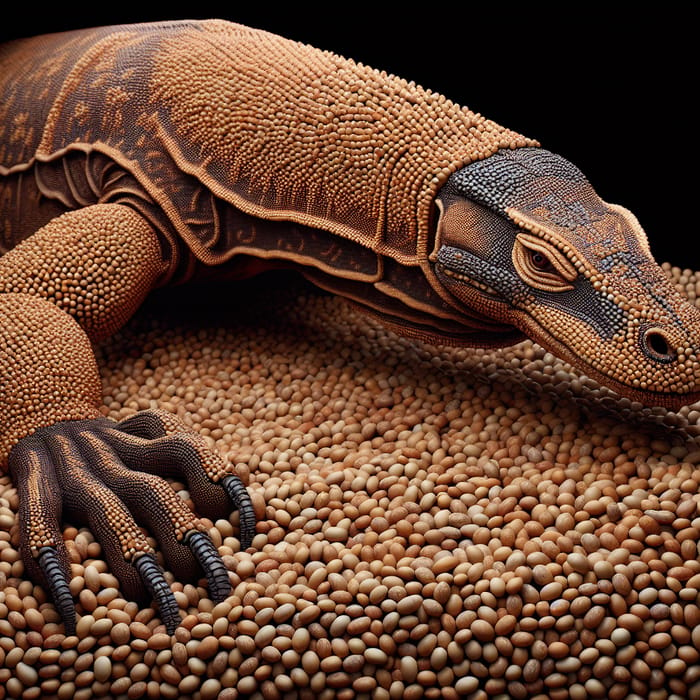 Hyperrealistic Komodo Dragon Sculpture with Lentil Scales