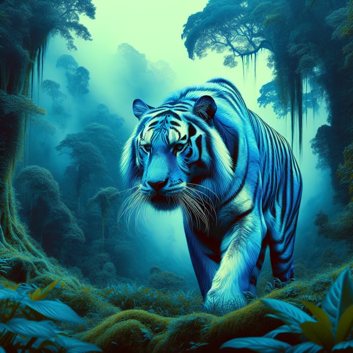 Majestic Blue Tiger: A Striking Landscape Art