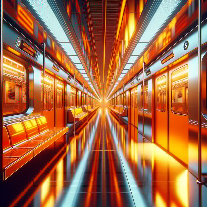 Sleek Orange Metropolitan Subway with Vibrant Glow Sleek Orange Metropolitan Subway with Vibrant Glow
