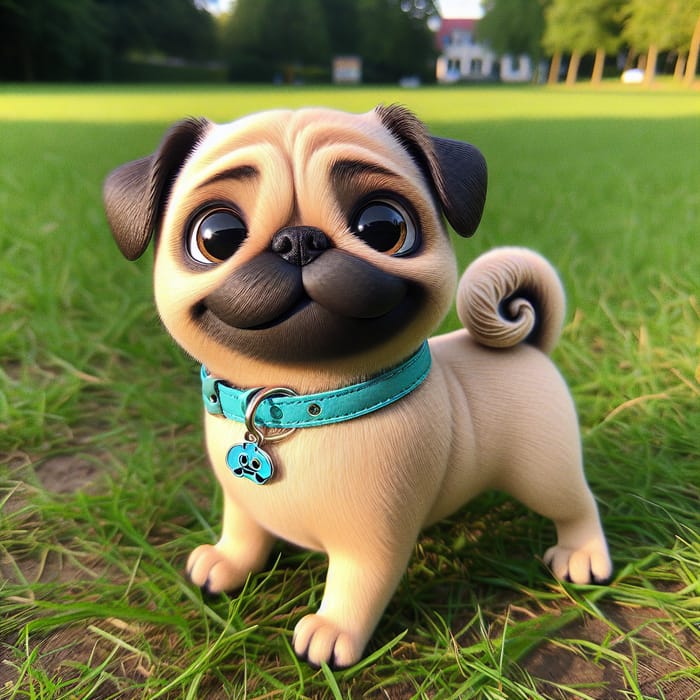 Adorable Scooby-Doo Inspired Pug Wearing a Turquoise Collar