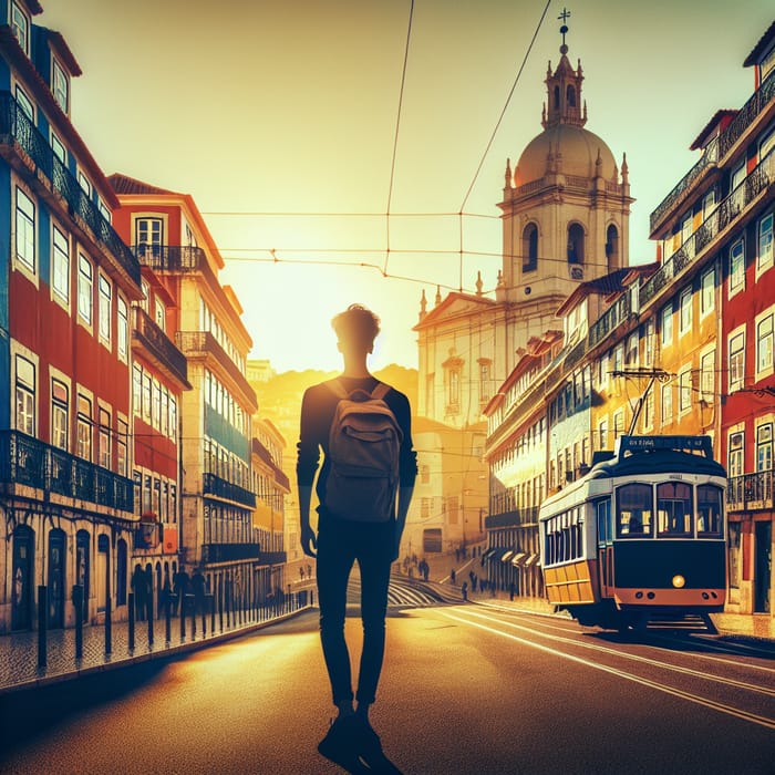 Silhouette in Lisbon City Center | Enchanting Sunset Glow View