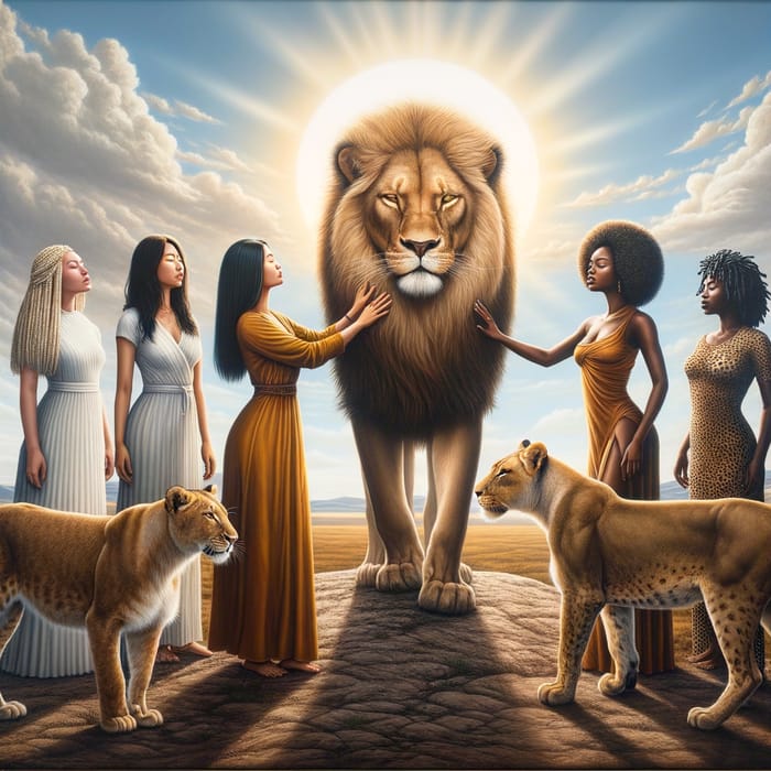 Women and Lion: A Symbol of Strength and Unity