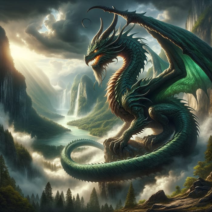 Awe-Inspiring Dragon on Rocky Cliff - Vision of Majesty