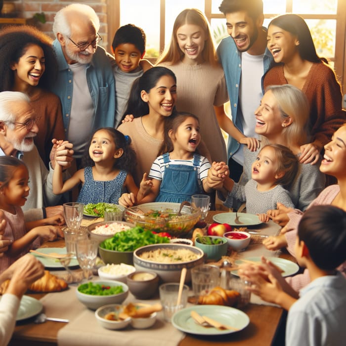 Warm Family Gathering with Diverse Desent Members