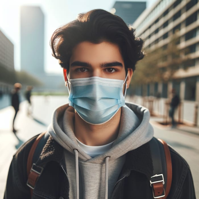 Young Man Wearing Face Mask