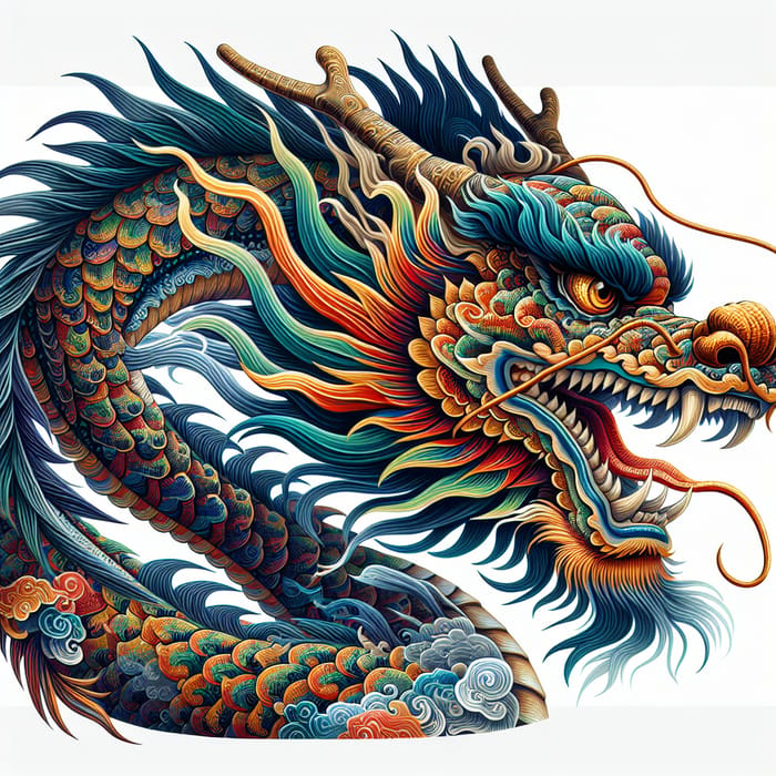 Majestic Chinese Dragon Art | Fierce Expression & Scales