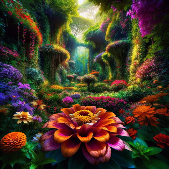 Vibrant Flower Blooming in Lush Garden Photography