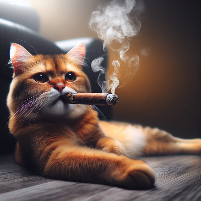 Cigar Smoking Cat - Fascinating Image