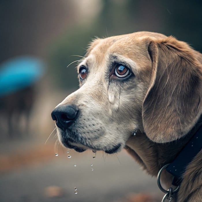 Emotional Dog with Tears: A Heartfelt Moment