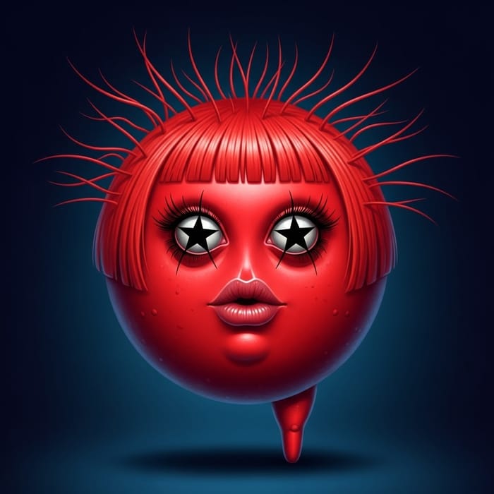 Red Monster with Star-Shaped Eyes Red Monster with Star-Shaped Eyes