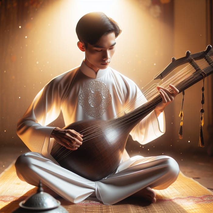 Sanh Playing Traditional Musical Instrument - Graceful Performance