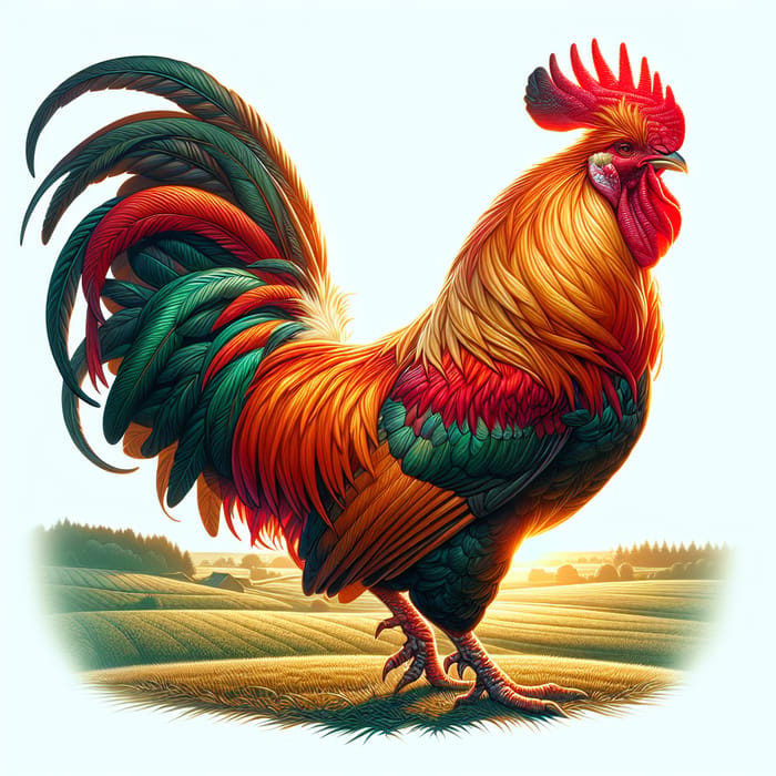 Beautiful Rooster Symbolizing the Dawn in a Farm Setting