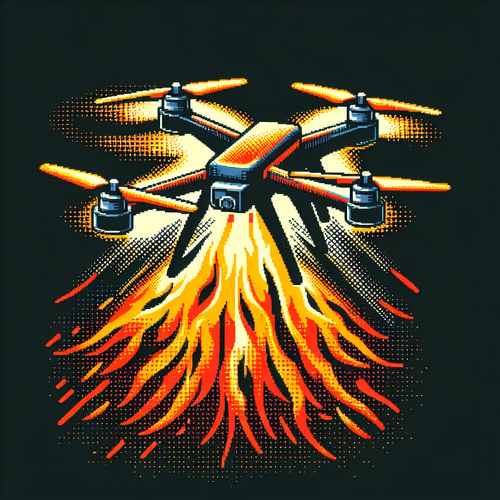 Quadcopter Soaring in Flames - Raster Style Design