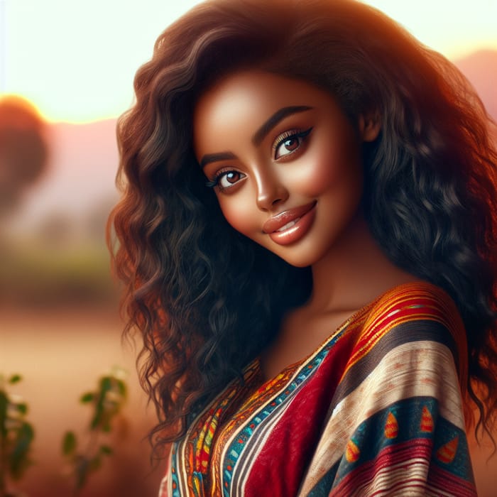 Beautiful Ethiopian Girl in Traditional Attire