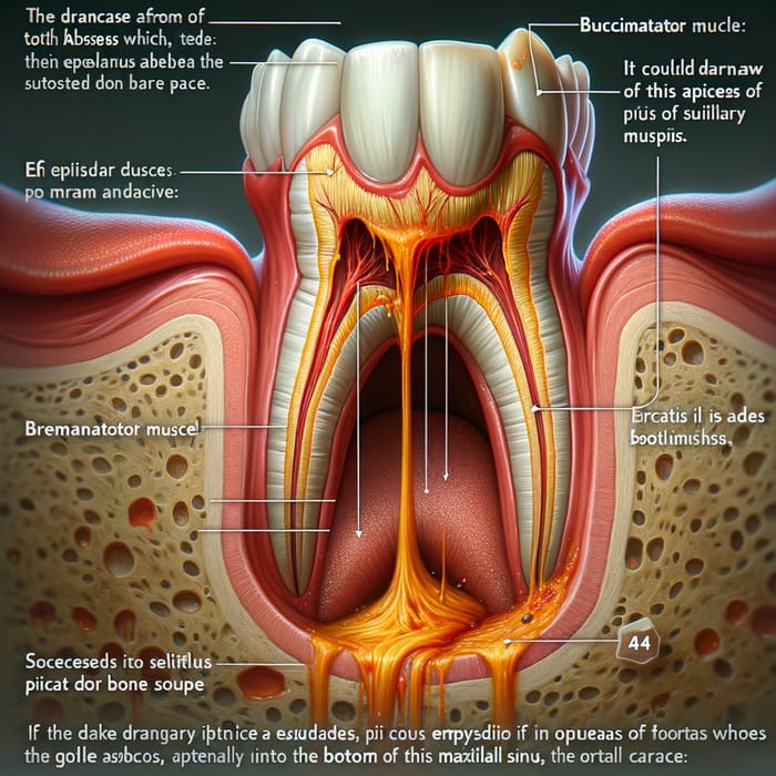 Exudate Drainage Path from Lower Molar Abscess