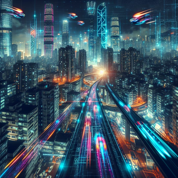 Neon Cyberpunk City: Vibrant Nightlife & Flying Cars