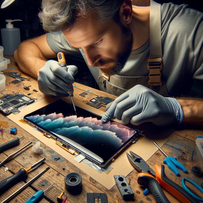 Expert Technician Conducting Smartphone Display Repair