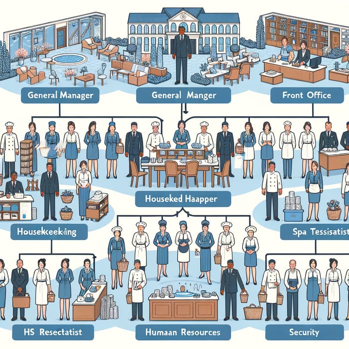 Hotel Resort Organizational Chart | Departments & Personnel Listed