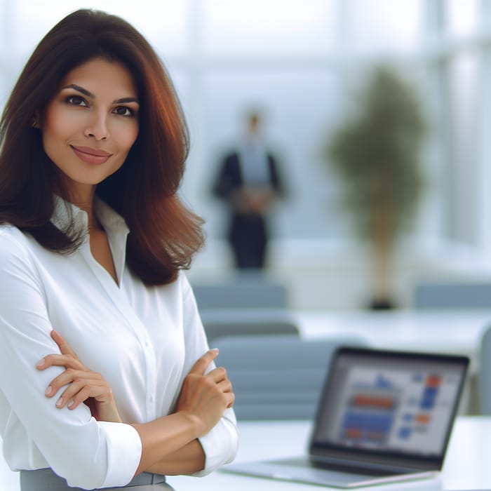 Corporate Businesswoman in Modern Office, Technology Integration