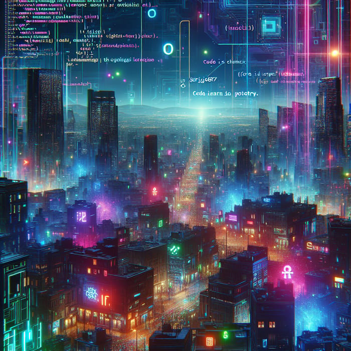 Futuristic Cyberpunk Cityscape with Neon Lights | Coding Journey Art