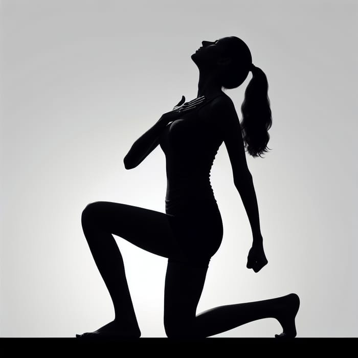 Empowering Silhouette of Woman with Uplifted Face and Arms