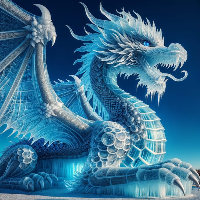 Ice Dragon of Elegance | Frozen Majesty in Blue Ambient